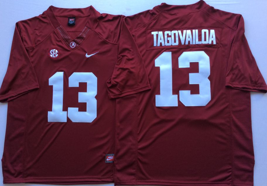 Men Alabama Crimson Tide #13 Tagovailoa Red Nike NCAA Jerseys->ncaa teams->NCAA Jersey